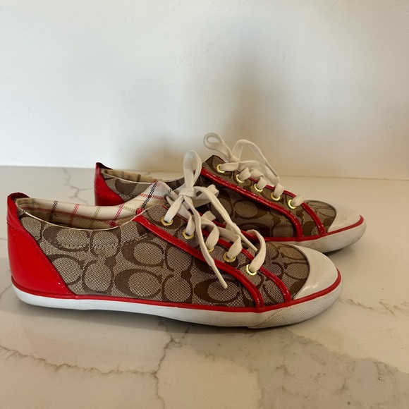 Coach Brown and Red Sneakers - Picture 2 of 3